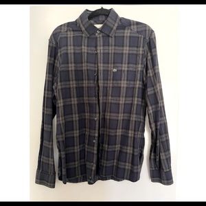 Lacoste blue/black/gray long sleeve button down slim fit 40 Medium